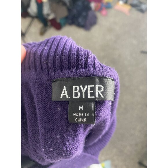 ⭐ 3/$15 Byer Purple Sweater Mini Dress Bodycon Cowl Neck M - Picture 7 of 8